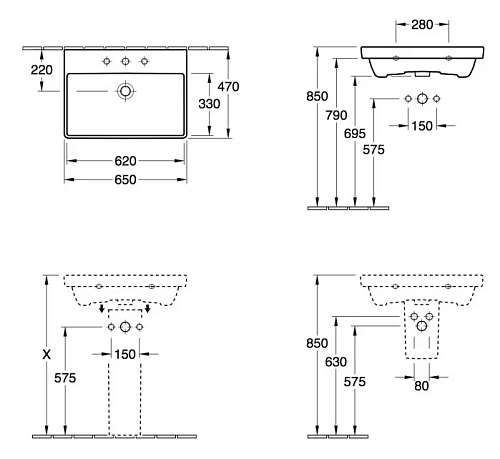 Раковина Villeroy & Boch Avento 47 x 65 см 41586501 Раковина Villeroy & Boch Avento 47 x 65 см 41586501