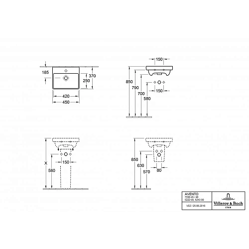 Раковина Villeroy & Boch Avento 73584501 (7358 45 01) Раковина Villeroy & Boch Avento 73584501 (7358 45 01)