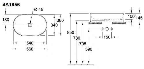 Раковина Villeroy & Boch Collaro 4A1956R1 (4A19 56 R1) CeramicPlus Раковина Villeroy & Boch Collaro 4A1956R1 (4A19 56 R1) CeramicPlus
