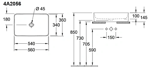 Раковина Villeroy & Boch Collaro 4A205601 (4A20 56 01) Раковина Villeroy & Boch Collaro 4A205601 (4A20 56 01)