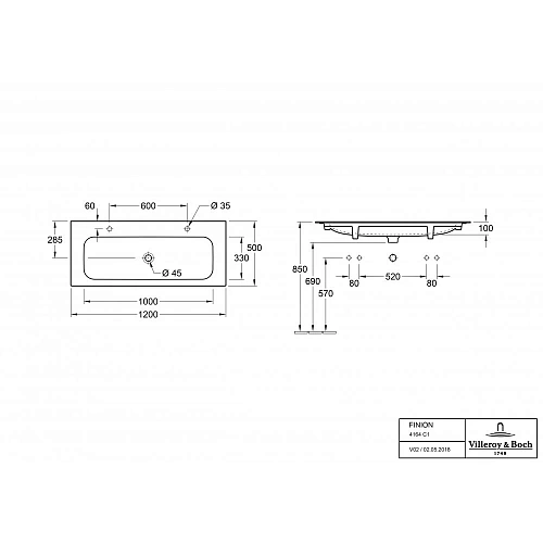 Раковина Villeroy & Boch Finion 50 x 120 см CeramicPlus 4164C1R1 мебельная Раковина Villeroy & Boch Finion 50 x 120 см CeramicPlus 4164C1R1 мебельная