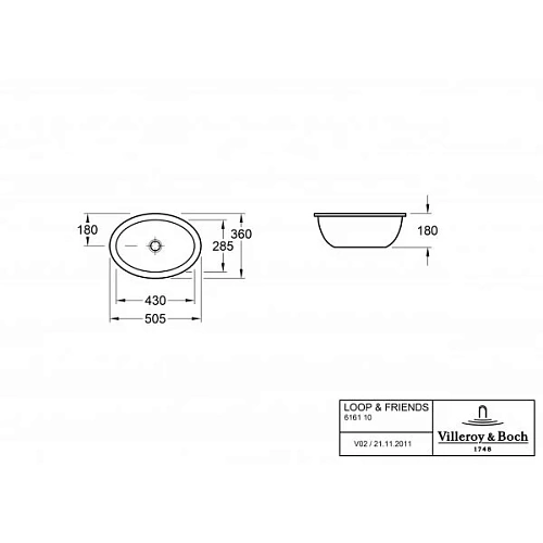Раковина Villeroy & Boch Loop & Friends 36 x 50.5 см 61611001 под столешницу Раковина Villeroy & Boch Loop & Friends 36 x 50.5 см 61611001 под столешницу