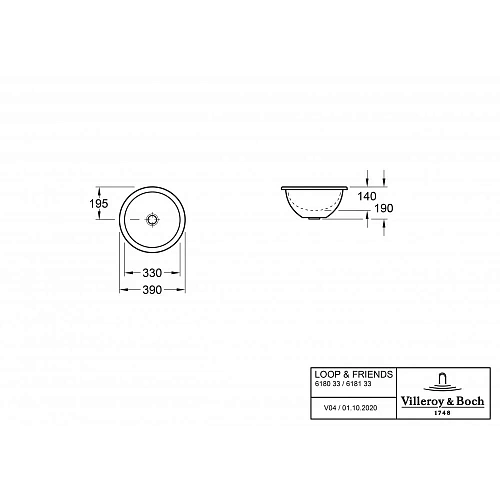 Раковина Villeroy & Boch Loop & Friends 39 x 39 см CeramicPlus 618033R1 под столешницу Раковина Villeroy & Boch Loop & Friends 39 x 39 см CeramicPlus 618033R1 под столешницу