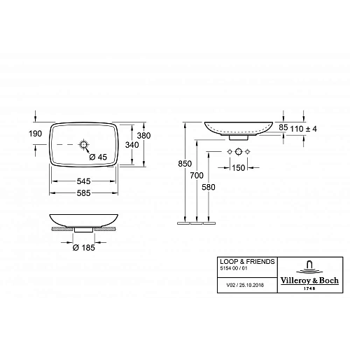 Раковина Villeroy & Boch Loop & Friends 51540101 (5154 01 01) Раковина Villeroy & Boch Loop & Friends 51540101 (5154 01 01)