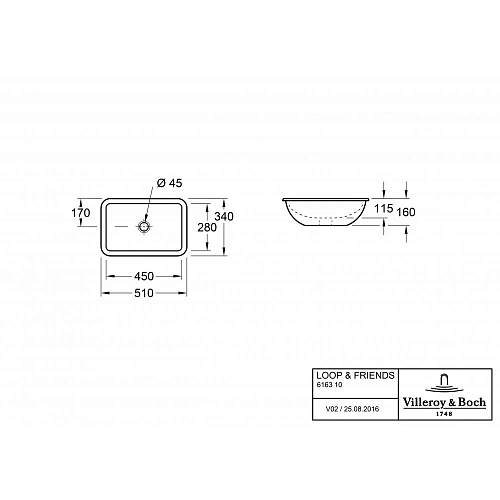Раковина Villeroy & Boch Loop & Friends 616310R1 (6163 10 R1) CeramicPlus Раковина Villeroy & Boch Loop & Friends 616310R1 (6163 10 R1) CeramicPlus