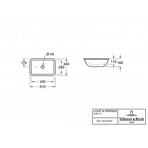 Раковина Villeroy & Boch Loop & Friends 616310R1 (6163 10 R1) CeramicPlus Раковина Villeroy & Boch Loop & Friends 616310R1 (6163 10 R1) CeramicPlus