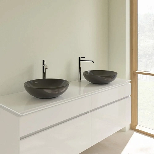 Раковина Villeroy & Boch Loop&Friends 42 x 42 см Ebony CeramicPlus 4A4601S5 накладная Раковина Villeroy & Boch Loop&Friends 42 x 42 см Ebony CeramicPlus 4A4601S5 накладная