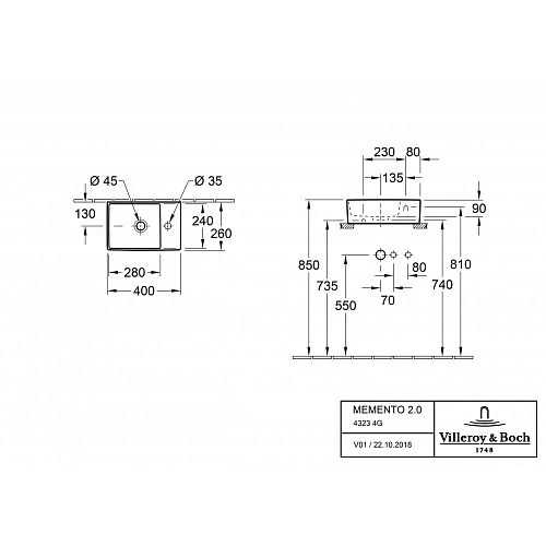 Раковина Villeroy &amp; Boch Memento 2.0 40 х 26 см CeramicPlus 43234GR1 компактная Раковина Villeroy &amp; Boch Memento 2.0 40 х 26 см CeramicPlus 43234GR1 компактная