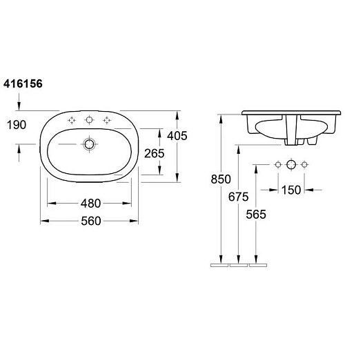 Раковина Villeroy & Boch O.Novo 41615601 (4161 56 01) Раковина Villeroy & Boch O.Novo 41615601 (4161 56 01)