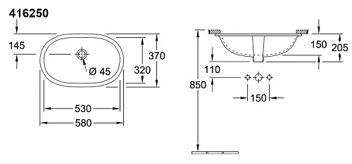 Раковина Villeroy & Boch O.Novo 41625001 (4162 50 01) Раковина Villeroy & Boch O.Novo 41625001 (4162 50 01)