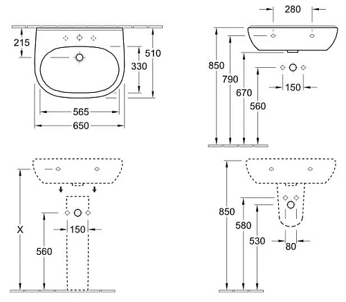 Раковина Villeroy & Boch O.Novo 51606501 (5160 65 01) Раковина Villeroy & Boch O.Novo 51606501 (5160 65 01)