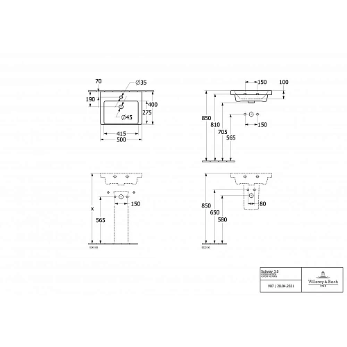 Раковина Villeroy & Boch Subway 3.0 50 x 40 см 43705001 компактная Раковина Villeroy & Boch Subway 3.0 50 x 40 см 43705001 компактная