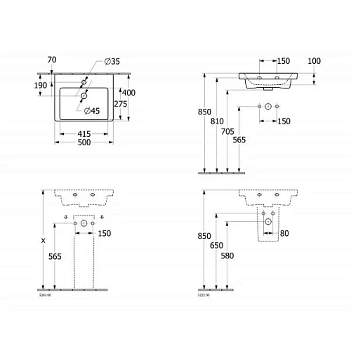 Раковина Villeroy & Boch Subway 3.0 50 x 40 см 437050R1 компактная Раковина Villeroy & Boch Subway 3.0 50 x 40 см 437050R1 компактная