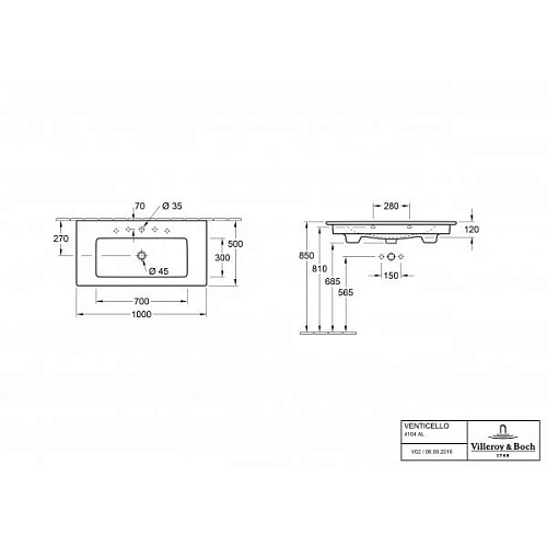 Раковина Villeroy & Boch Venticello 4104ALR1 (4104 AL R1) CeramicPlus Раковина Villeroy & Boch Venticello 4104ALR1 (4104 AL R1) CeramicPlus