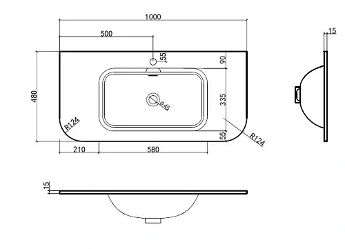 Раковина Vincea Alto VCB-4A100MW Corian, белый матовый Раковина Vincea Alto VCB-4A100MW Corian, белый матовый