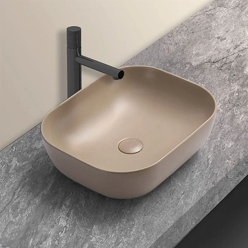 Раковина Vincea VBS-101MC, 505x405x140 керамическая, накладная, цвет капучино матовый Раковина Vincea VBS-101MC, 505x405x140 керамическая, накладная, цвет капучино матовый