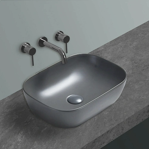 Раковина Vincea VBS-102MG 455x325x135 керамическая, накладная, серый матовый Раковина Vincea VBS-102MG 455x325x135 керамическая, накладная, серый матовый