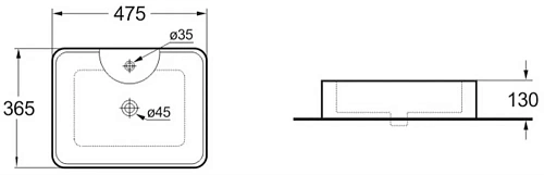 Раковина Vincea VBS-127, 475x365x130 белая Раковина Vincea VBS-127, 475x365x130 белая
