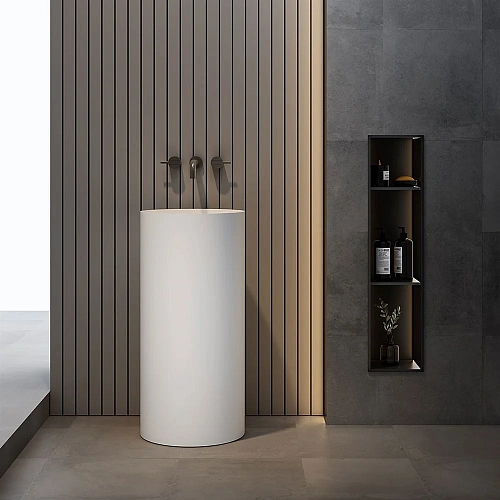 Раковина Vincea VBS-6SP01MW, 400x400x850 из искусственного камня, напольная, цвет белый матовый Раковина Vincea VBS-6SP01MW, 400x400x850 из искусственного камня, напольная, цвет белый матовый