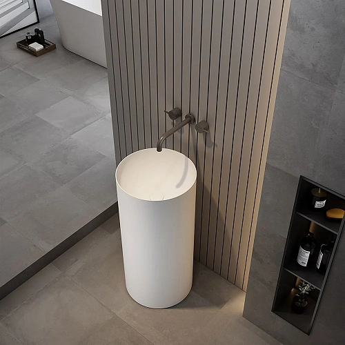 Раковина Vincea VBS-6SP01MW, 400x400x850 из искусственного камня, напольная, цвет белый матовый Раковина Vincea VBS-6SP01MW, 400x400x850 из искусственного камня, напольная, цвет белый матовый