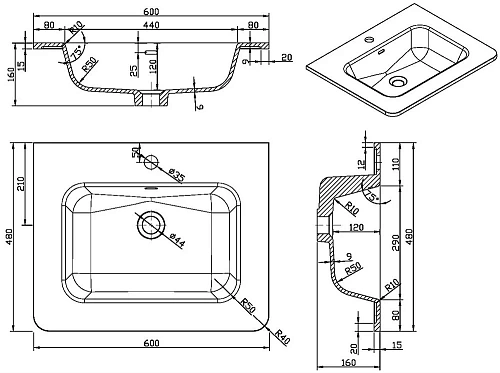 Раковина Vincea VCB-1A600B из искусственного камня, цвет черный Раковина Vincea VCB-1A600B из искусственного камня, цвет черный
