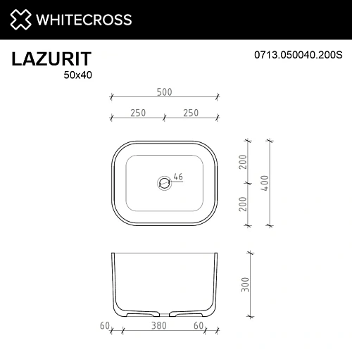 Раковина WHITECROSS Lazurit 0713.050040.200S 50x40 белый матовый из искусственного камня Раковина WHITECROSS Lazurit 0713.050040.200S 50x40 белый матовый из искусственного камня