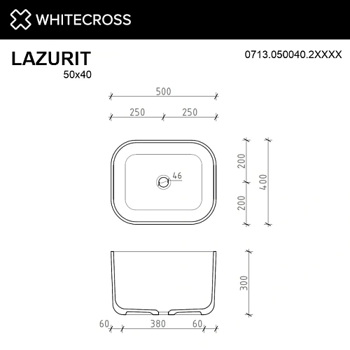 Раковина WHITECROSS Lazurit 0713.050040.2XXXX 50x40 RAL матовый из искусственного камня Раковина WHITECROSS Lazurit 0713.050040.2XXXX 50x40 RAL матовый из искусственного камня
