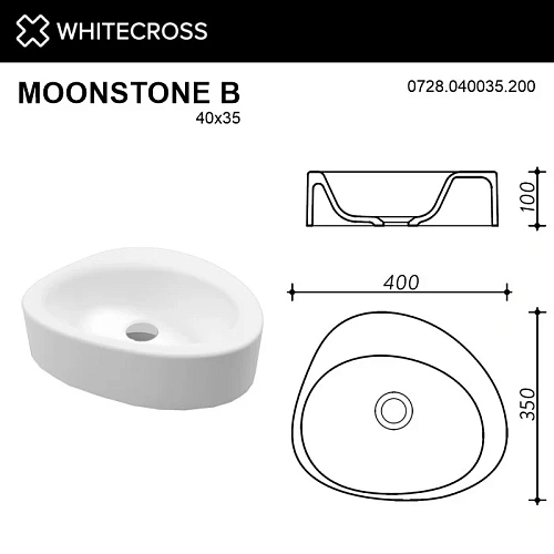Раковина WHITECROSS Moonstone B 40x35 (белый мат) 0728.040035.200 Раковина WHITECROSS Moonstone B 40x35 (белый мат) 0728.040035.200