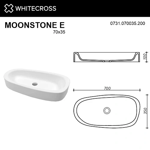 Раковина WHITECROSS Moonstone E 70x35 (белый мат) 0731.070035.200 Раковина WHITECROSS Moonstone E 70x35 (белый мат) 0731.070035.200