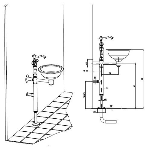 Раковина медная Bronze de Luxe 10108AORB напольная со смесителем Раковина медная Bronze de Luxe 10108AORB напольная со смесителем