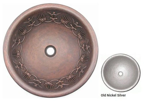 Раковина медная Bronze de Luxe R314, цвет - Old Nickel Silver (состаренное никелированное серебро), R314_old_nickel_silver Раковина медная Bronze de Luxe R314, цвет - Old Nickel Silver (состаренное никелированное серебро), R314_old_nickel_silver