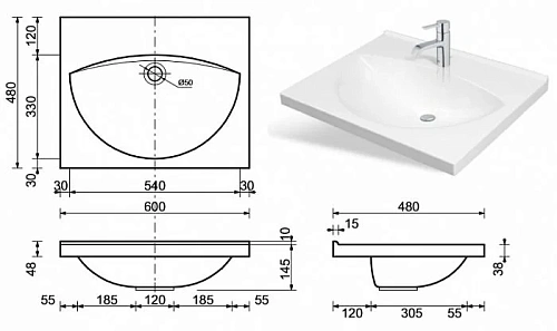 Раковина Эстет Лилия ФР-00000784 700х500 накладная Раковина Эстет Лилия ФР-00000784 700х500 накладная