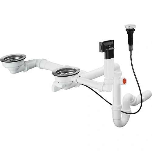 Сифон для кухни Hansgrohe с двумя чашами D17-11 43938000, хром Сифон для кухни Hansgrohe с двумя чашами D17-11 43938000, хром