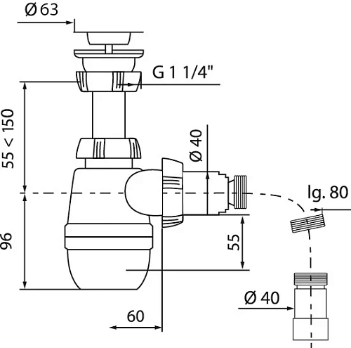 Сифон для раковины Wirquin Минор 30718050 Сифон для раковины Wirquin Минор 30718050