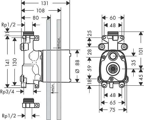 Скрытая часть модуля ручного душа Axor ShowerCollection 10650180 Скрытая часть модуля ручного душа Axor ShowerCollection 10650180