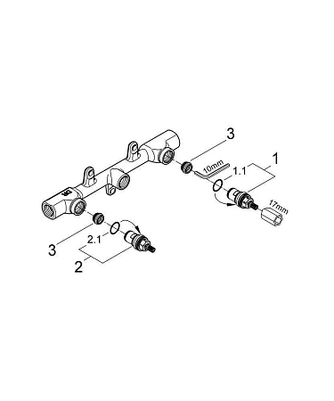 Скрытая часть смесителя GROHE Ondus, двухвентильный (29025000) Скрытая часть смесителя GROHE Ondus, двухвентильный (29025000)