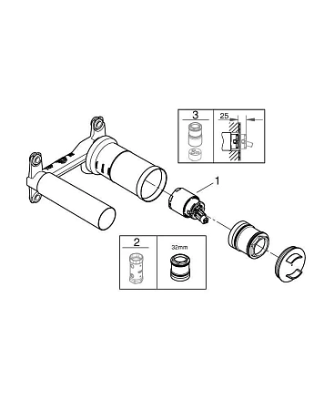 Скрытая часть смесителя GROHE однорычажный (23571000) Скрытая часть смесителя GROHE однорычажный (23571000)