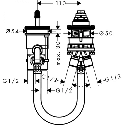 Скрытая часть смесителя Hansgrohe Metropol на 2 отверстия на борт ванны 13159180 Скрытая часть смесителя Hansgrohe Metropol на 2 отверстия на борт ванны 13159180