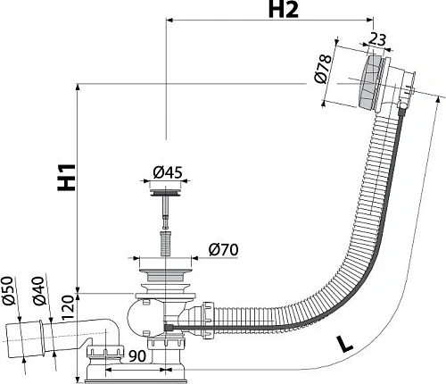 Слив-перелив AlcaPlast A55ANTIC-80 удлиненный бронза Слив-перелив AlcaPlast A55ANTIC-80 удлиненный бронза