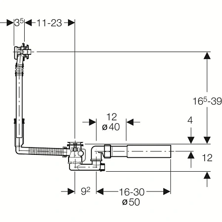 Слив-перелив Geberit 150.520.21.1 для ванны стандартный Слив-перелив Geberit 150.520.21.1 для ванны стандартный