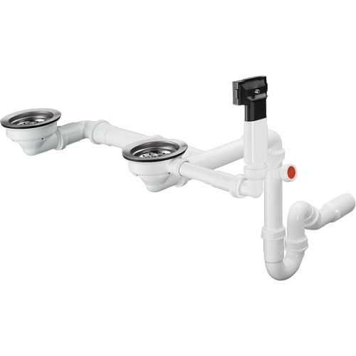 Слив-перелив Hansgrohe с ручным управлением для гранитной мойки с двумя чашами D17-10 43928000, хром Слив-перелив Hansgrohe с ручным управлением для гранитной мойки с двумя чашами D17-10 43928000, хром