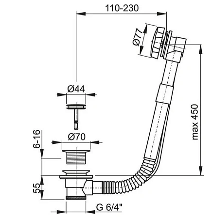 Слив-перелив Kaiser 8004 хром Слив-перелив Kaiser 8004 хром
