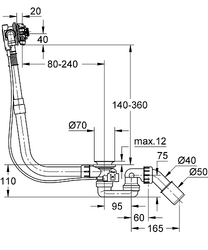 Слив-перелив с функцией налива GROHE Talentofill, темный графит глянец (28990A00) Слив-перелив с функцией налива GROHE Talentofill, темный графит глянец (28990A00)