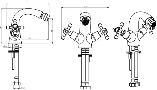 Смеситель для биде Boheme Brillante Presente 356 Смеситель для биде Boheme Brillante Presente 356