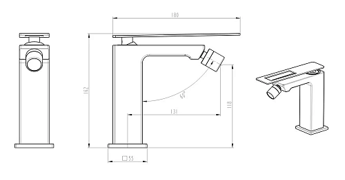 Смеситель для биде Boheme ChromeBlack 146-CRB.2 Смеситель для биде Boheme ChromeBlack 146-CRB.2