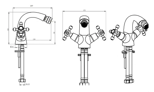 Смеситель для биде Boheme CRYSTAL хром (двуручковый) 276-CRST Смеситель для биде Boheme CRYSTAL хром (двуручковый) 276-CRST