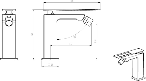 Смеситель для биде Boheme Q 146-BСR BLACK CHROME Смеситель для биде Boheme Q 146-BСR BLACK CHROME