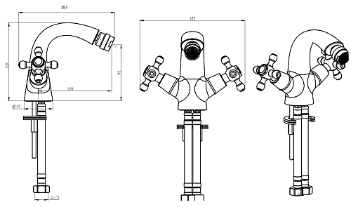 Смеситель для биде Boheme ROYAL 296-Royal/CRST BLACK CRYSTAL золото Смеситель для биде Boheme ROYAL 296-Royal/CRST BLACK CRYSTAL золото