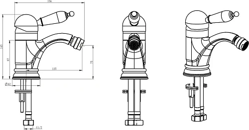 Смеситель для биде Boheme Tradizionale Cromo 266 Смеситель для биде Boheme Tradizionale Cromo 266