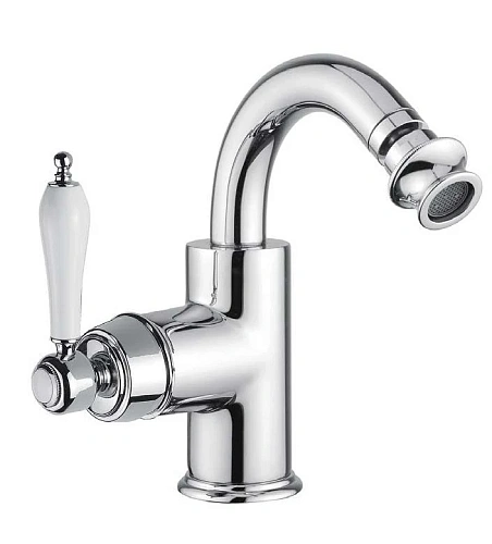 Смеситель для биде CEZARES APHRODITE-BS2-01-Bi с донным клапаном, хром, ручки белые Смеситель для биде CEZARES APHRODITE-BS2-01-Bi с донным клапаном, хром, ручки белые